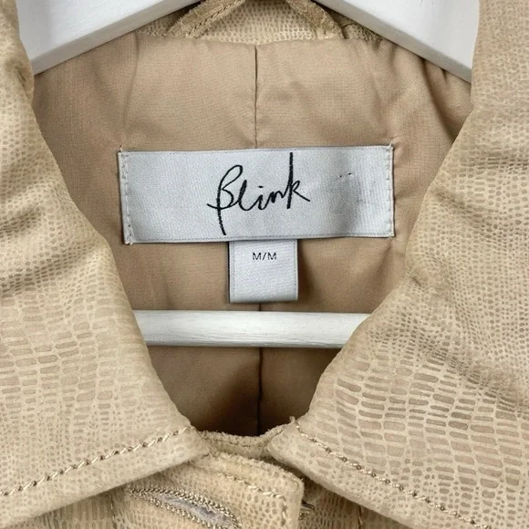 Blink Tan Lizard Print Genuine Leather Trucker Jacket Size M - Picture 5 of 7